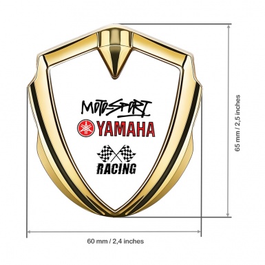 Yamaha Racing Badge Self Adhesive Gold White Base Red Logo Design