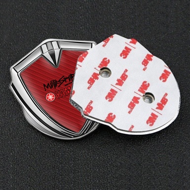 Yamaha Motorsport Emblem Fender Badge Silver Red Carbon Variant