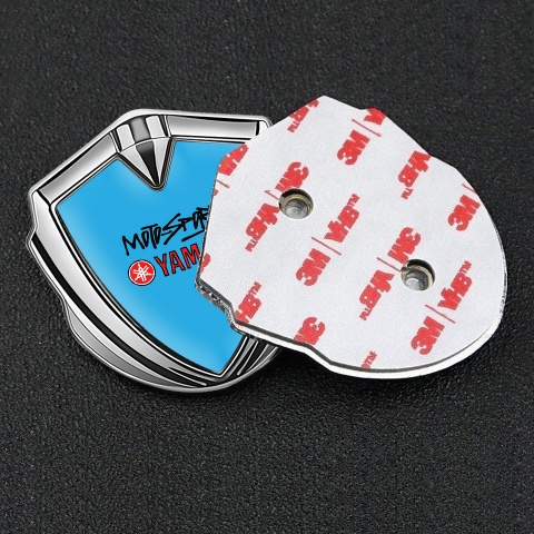 Yamaha Motorsport Fender Emblem Badge Silver Sky Blue Red Logo