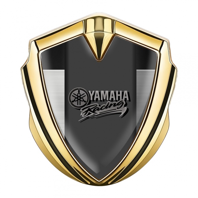 Yamaha Racing Emblem Trunk Badge Gold Brushed Metal Fragment