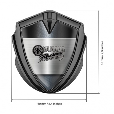 Yamaha Racing Emblem Self Adhesive Graphite Brushed Metal Grey Logo