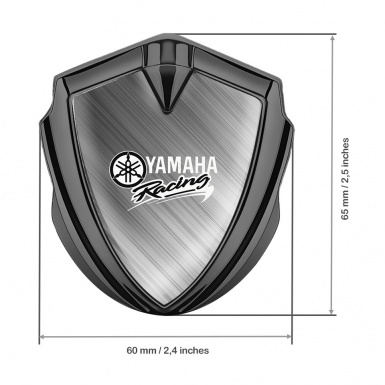 Yamaha Racing Emblem Ornament Graphite Brushed Aluminum White Logo