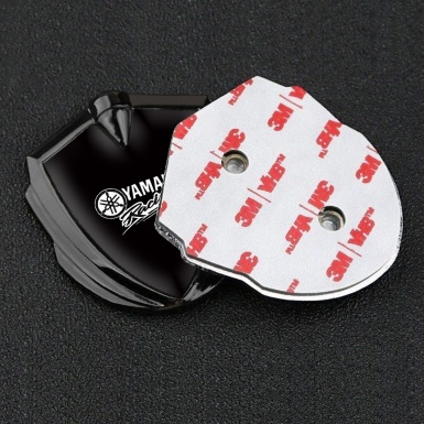 Yamaha Racing Bodyside Domed Emblem Graphite Black Base White Version