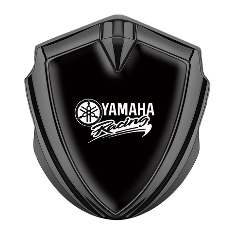 Yamaha Racing Bodyside Domed Emblem Graphite Black Base White Version