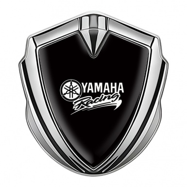 Yamaha Racing Bodyside Domed Emblem Silver Black Base White Version