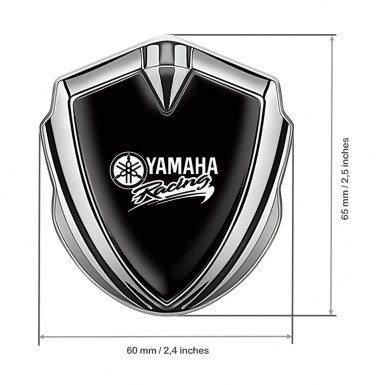 Yamaha Racing Bodyside Domed Emblem Silver Black Base White Version