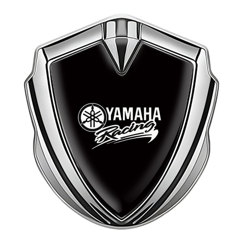 Yamaha Racing Bodyside Domed Emblem Silver Black Base White Version