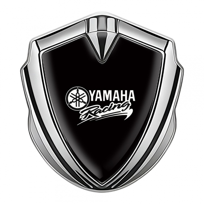 Yamaha Racing Bodyside Domed Emblem Silver Black Base White Version