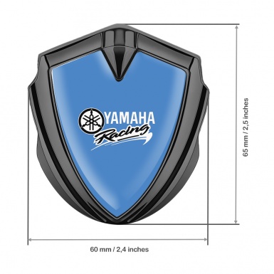 Yamaha Racing Domed Badge Graphite Glacial Blue White Color Motif