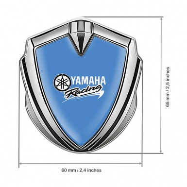 Yamaha Racing Domed Badge Silver Glacial Blue White Color Motif
