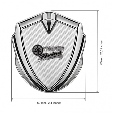 Yamaha Racing Metal Domed Emblem Silver White Carbon Grey Logo