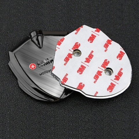 Yamaha Motorsport Emblem Badge Self Adhesive Graphite Brushed Metal Design