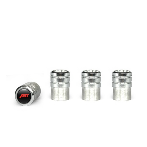 ABT Valve Caps Aluminum 4 pcs Black Silicone Sticker with Red Logo