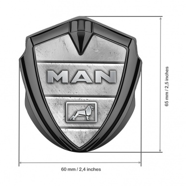 MAN Emblem Badge Self Adhesive Graphite Stone Texture Metallic Lion