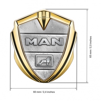 MAN Emblem Badge Self Adhesive Gold Stone Texture Metallic Lion
