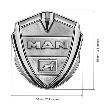 MAN Emblem Badge Self Adhesive Silver Stone Texture Metallic Lion