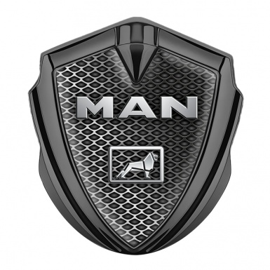 MAN Emblem Trunk Badge Graphite Metal Grate Chromatic Logo Edition