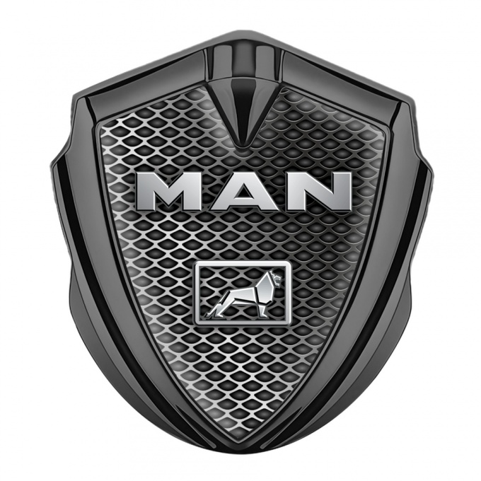 MAN Emblem Trunk Badge Graphite Metal Grate Chromatic Logo Edition