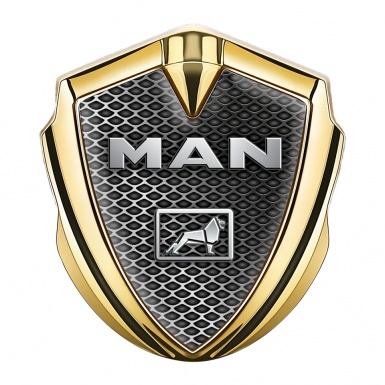 MAN Emblem Trunk Badge Gold Metal Grate Chromatic Logo Edition