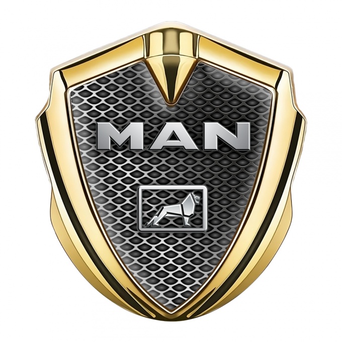 MAN Emblem Trunk Badge Gold Metal Grate Chromatic Logo Edition