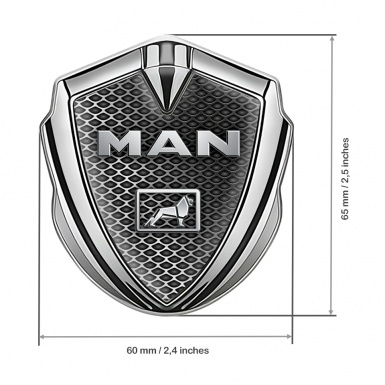 MAN Emblem Trunk Badge Silver Metal Grate Chromatic Logo Edition