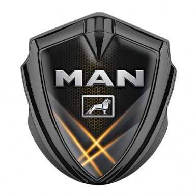 MAN Emblem Badge Graphite Orange Honeycomb Metallic Lion Edition