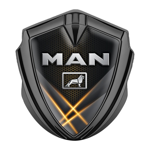 MAN Emblem Badge Graphite Orange Honeycomb Metallic Lion Edition