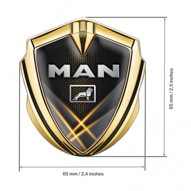 MAN Emblem Badge Gold Orange Honeycomb Metallic Lion Edition