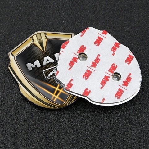 MAN Emblem Badge Gold Orange Honeycomb Metallic Lion Edition