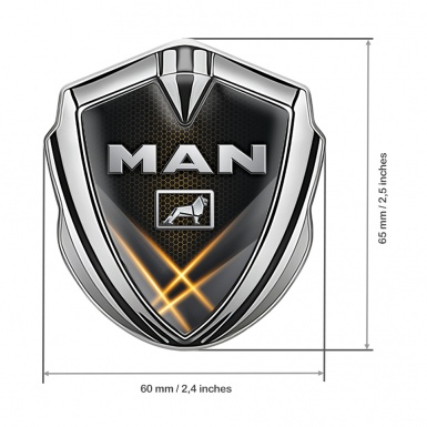 MAN Emblem Badge Silver Orange Honeycomb Metallic Lion Edition