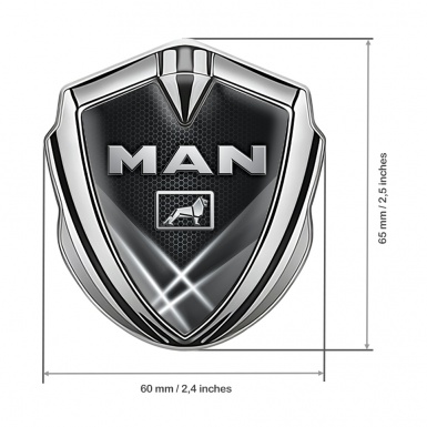 MAN Domed Emblem Silver Grey Hexagon Texture Light Beams Effect