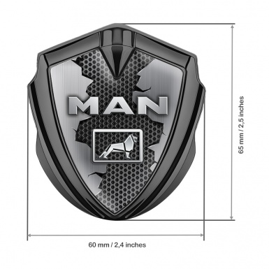 MAN Bodyside Domed Emblem Graphite Torn Metal Grey Hex Texture Design