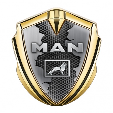 MAN Bodyside Domed Emblem Gold Torn Metal Grey Hex Texture Design