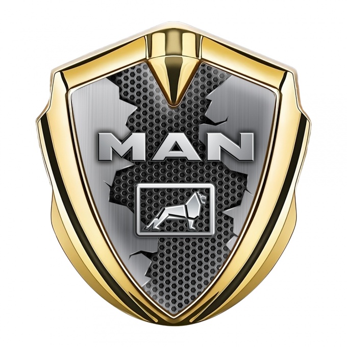 MAN Bodyside Domed Emblem Gold Torn Metal Grey Hex Texture Design