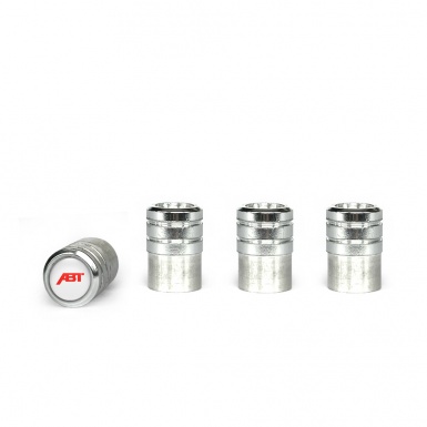 ABT Valve Caps Aluminum 4 pcs White Silicone Sticker with Red Logo