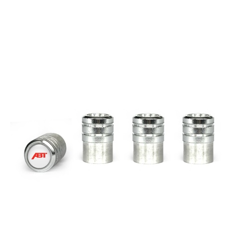 ABT Valve Caps Aluminum 4 pcs White Silicone Sticker with Red Logo
