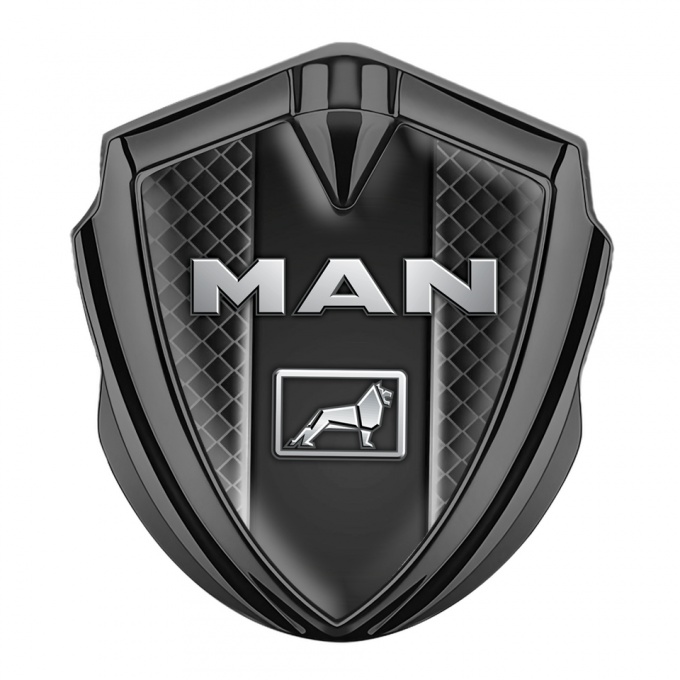 MAN Emblem Self Adhesive Graphite Waffle Effect Metallic Logo Motif