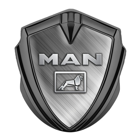 MAN Bodyside Domed Emblem Graphite Brushed Aluminum Metallic Lion