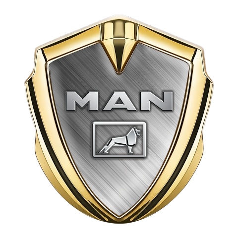 MAN Bodyside Domed Emblem Gold Brushed Aluminum Metallic Lion