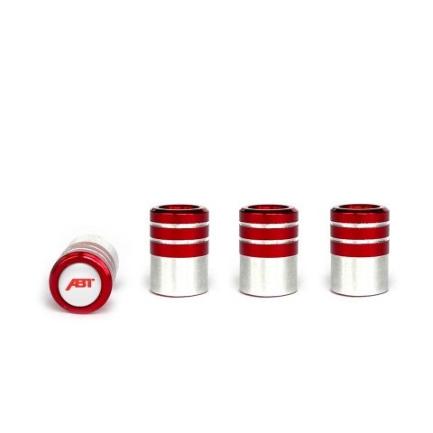 ABT Valve Caps Red 4 pcs White Silicone Sticker with Red Logo
