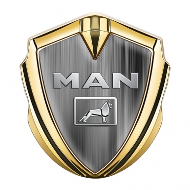 MAN Emblem Car Badge Gold Grey Strokes Gradient Polished Logo