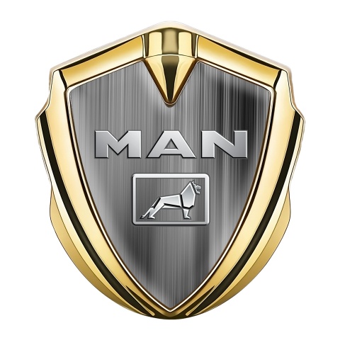 MAN Emblem Car Badge Gold Grey Strokes Gradient Polished Logo