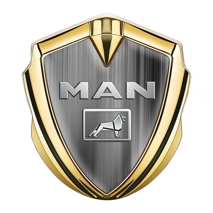 MAN Emblem Car Badge Gold Grey Strokes Gradient Polished Logo