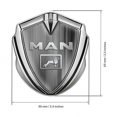 MAN Emblem Car Badge Silver Grey Strokes Gradient Polished Logo