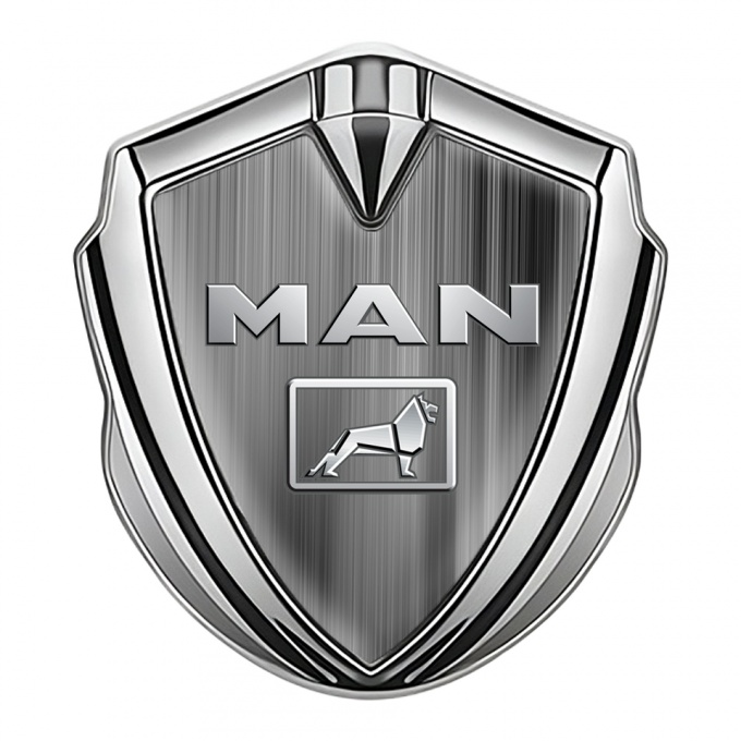 MAN Emblem Car Badge Silver Grey Strokes Gradient Polished Logo