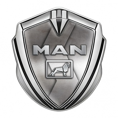 MAN Metal Domed Emblem Silver Abrasive Texture Steel Color Logo