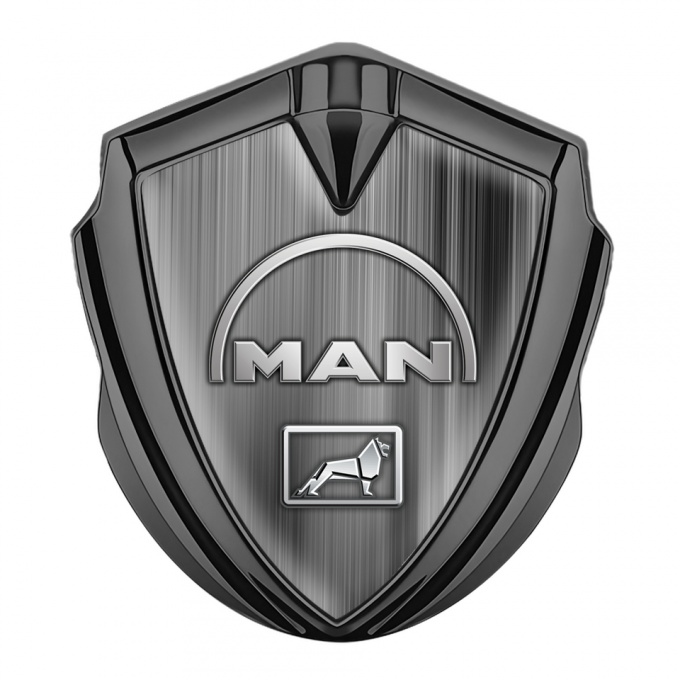 MAN Badge Self Adhesive Graphite Greyscale Gradient Half Circle Logo