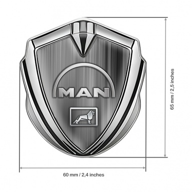 MAN Badge Self Adhesive Silver Greyscale Gradient Half Circle Logo