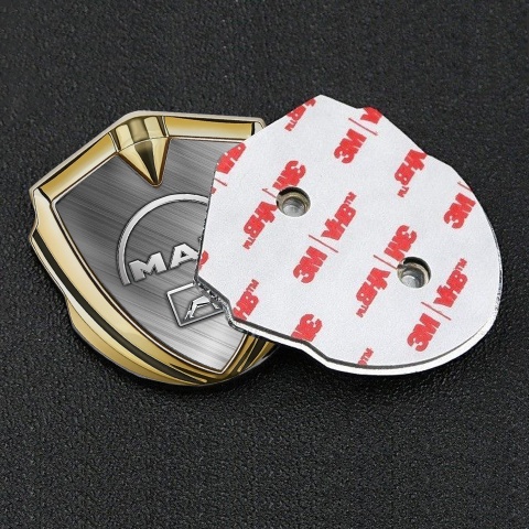MAN Emblem Badge Self Adhesive Gold Brushed Aluminum Half Circle Logo