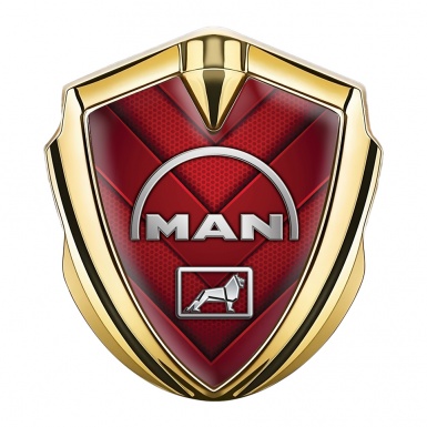 MAN Emblem Fender Badge Gold Red Hex Elements Half Curved Logo